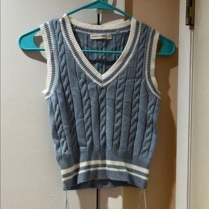 moon & madison Blue and White V-Neck Sweater Vest